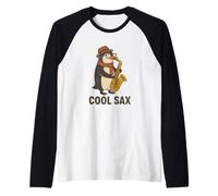 Cool Sax, Funny Saxophone Retro Jazz Music Graphic Raglan Baseball Tee