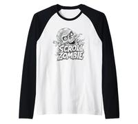 Cool Scroll Generation with Zombie Head Costume Raglan Baseball Tee