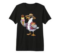 Cool Seagull with Ice Cream Cone Snack Summer Premium T-Shirt