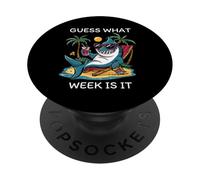 Cool Shark 2025 Week Guess What Week Is It Funny Shark Lover PopSockets Adhesive PopGrip