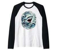 Cool Shark Colourful Artwork Raglan Baseball Tee