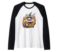 Cool Shark in Flaming Flames Im Hot Design Raglan Baseball Tee