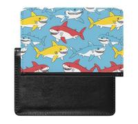Cool Shark Passport Holder Cover PU Leather Passport Wallet Organizer Protector Slim Travel Accessories