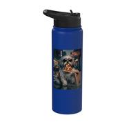 Cool Shih Tzu Pizza Nocturne Night Dog Stainless Steel Insulated Water Bottle