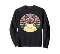 Cool Siamese Cat Sunset Retro Animal Graphic Sweatshirt