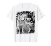 Cool Sibirian Husky Dogs Smoking Cigarette Urban Scene Value Graphic T-Shirt, Men, White, S
