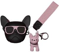 Cool Silicone Hiphop Bulldog Headphone Case Compatible with Airpods Pro Headphones Funny Cover with Bull Dog Keychain for Boys Girls Teenager Best Gift