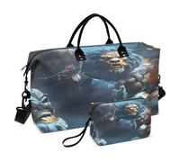 Cool Silver Animal Gorilla Travel Duffel Bags Gym Bag Weekender Handbag with Toiletry Bag for Women Girls Men