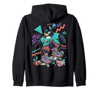 Cool Skater Penguin 90s Streetwear Graphic Zip Hoodie