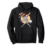 Cool Skeleton Playing Baseball Scary Halloween Men Boys Pullover Hoodie