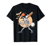 Cool Skeleton Playing Baseball Scary Halloween Men Boys T-Shirt