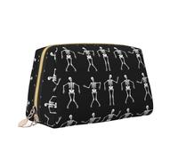 Cool Skeleton Print Makeup Bag Portable Versatile Toiletry Bag Large Capacity Cosmetic Bag for Women