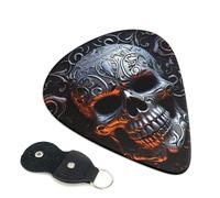 Cool Skull Graphics 6 Pack Guitar Picks With Holder, Personalized Guitar Plectrums Non-Slip Portable Ukulele Bass Picks 0.71mm For Acoustic Guitar Lovers Gifts