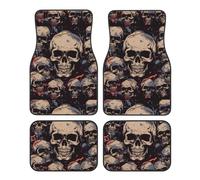 Cool Skull Graphics Crystal Velvet Car Mat Set Full-Width Printed Polyester Material Universal Non-Slip And Wear-Resistant Car Mat Front And Rear Full Set Black Edging Easy To Clean
