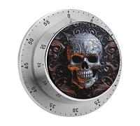 Cool Skull Graphics Kitchen Timer 60 Minute Visual Wind Up Timers Indoor Mechanical Timers with Magnetic Base Stainless Steel Timer for Home Cooking Time Management Tool