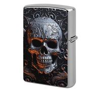 Cool Skull Graphics Lighter Case Metal Double-Sided Lighter Cover Pocket Lighters Sleeve Windproof Lighters Accessories for Men Women