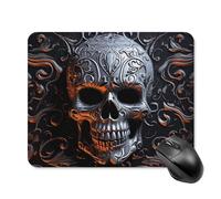 Cool Skull Graphics Mouse Pad Square Laptop Mouse Mat Cute Computer Mousepad Keyboard Pad Non-Slip Desk Pads for Gaming Office Work Home 20 * 25cm