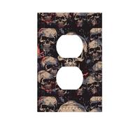 Cool Skull Graphics Premium One-Gang Decorative Switch Plate Cover with Textured Fabric-Grain Finish & Accent Dot Design â€“ Durable Pc Material Wall Plate for Residential and Commercial Use