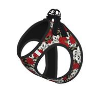 Cool Skull Head And Roses Print Dog Harness Adjustable Walk Puppy Harnesses Leash Clips Pet Harnesses Training Pet Vest
