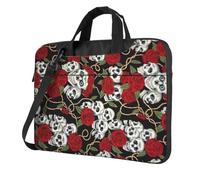 Cool Skull head and Roses Print Laptop Shoulder Bag Messenger Bag Notebook with Accessories Pocket 13/14/15.6 inch
