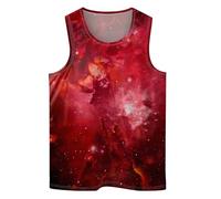 Cool Skull Mens Beach Tank Tops Novelty Graphic Quick Dry Sleeveless Shirt for Beach Workout S-4XL, Milky Way Red, Medium