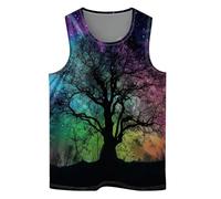 Cool Skull Mens Beach Tank Tops Novelty Graphic Quick Dry Sleeveless Shirt for Beach Workout S-4XL, Rainbow Tree of Life, XL
