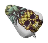 Cool Skull Pineapple Bike Seat Cover Waterproof Oxford Fabric, Universal Adjustable Bicycle Saddle Cover with Drawstring Easy Install Protective Rain Dust Covers for Women Men