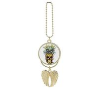 Cool Skull Pineapple Car Hanging Pendant, Zinc Alloy Rearview Mirror Charms - Relieve Visual Fatigue, Vintage Keychain Pendant, Lucky Car Interior Hanging Decoration, Golden-Style