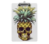 Cool Skull Pineapple Clipboard with Hanging Hole, 8.5" X 12.5" Standard A4 Acrylic Clipboard Ultra Lightweight & Shatterproof Paper Holder for Office, Home