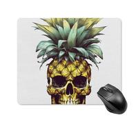 Cool Skull Pineapple Mouse Pad Non-Slip & Waterproof Mousepad for Desk, Ultra Thin Rectangle Mouse Mat for Office, Gaming, 18 * 22cm