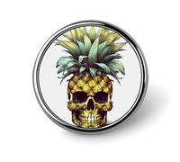 Cool Skull Pineapple Round Badge for Men Women, Durable & Stylish Lapel Pins, Lightweight Metal Badges for Shirts, Jackets, Hats