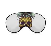 Cool Skull Pineapple Sleep Mask for Women Men, Soft Eye Mask with Adjustable Strap for Sleeping, Light Blocking Travel Blindfold for Nap Comfortable Eye Cover for Home Office