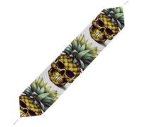 Cool Skull Pineapple Table Runner for Dining Table, Short Plush Runners Washable & Durable Tablerunner Modern Home Decor for Wedding, Kitchen, Holiday 229*33cm