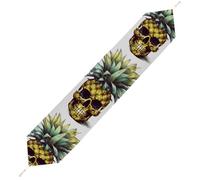Cool Skull Pineapple Table Runner for Dining Table, Short Plush Runners Washable & Durable Tablerunner Modern Home Decor for Wedding, Kitchen, Holiday 178*33cm