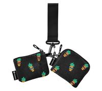 Cool Skull Pineapple with Sunglasses Women's Coin Wallet Card Holder Slim Portable Change Purse Wallet with Wristle Strap for Women Men 2 Pcs, Cool Skull Pineapple, One Size