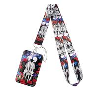 Cool Skull Skeleton ID Badge Holder Lanyard for ID Badges Red Rose & Galaxy ID Holder Cute Flowers & Butterfly Keychain Lanyard for Keys Name Tag for Women Girls Teachers Nurses for Work & School ID