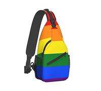 Cool Sling Backpack Compatible with Rainbow LGBT Pride Flag Stripes, Lightweight Sling Shoulder Bag, Outdoor Chest Crossbody Bike Gym Runner Daypack with Adjustable Strap for Men Women