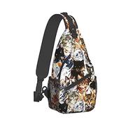 Cool Sling Backpack Compatible with Watercolor Cats, Lightweight Sling Shoulder Bag, Outdoor Chest Crossbody Bike Gym Runner Daypack with Adjustable Strap for Men Women