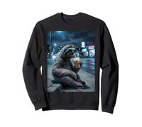 Cool Sloth Drinking Iced Coffee Glasses Funny Animal Meme Sweatshirt
