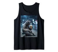 Cool Sloth Drinking Iced Coffee Glasses Funny Animal Meme Tank Top