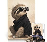Cool Sloth in Hoodie And Shades Jigsaw Puzzles for Adults1000 Pieces Mindful Game, Fine Cut, Happy Challenge, Xmas Gift (38x26cm)