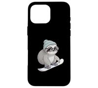 Cool Sloth On Snowboard Winter Mountain Vibes Case for iPhone 16 Pro Max