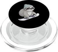 Cool Sloth On Snowboard Winter Mountain Vibes PopSockets PopGrip for MagSafe