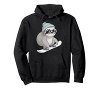 Cool Sloth On Snowboard Winter Mountain Vibes Pullover Hoodie