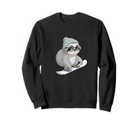 Cool Sloth On Snowboard Winter Mountain Vibes Sweatshirt