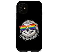 Cool Sloth Portrait with Rainbow Sunglasses Happy Fun Case for iPhone 11