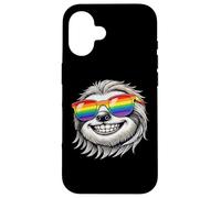 Cool Sloth Portrait with Rainbow Sunglasses Happy Fun Case for iPhone 16