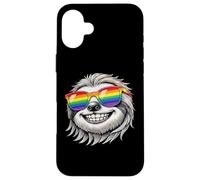 Cool Sloth Portrait with Rainbow Sunglasses Happy Fun Case for iPhone 16 Plus