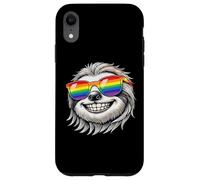 Cool Sloth Portrait with Rainbow Sunglasses Happy Fun Case for iPhone XR
