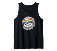 Cool Sloth Portrait with Rainbow Sunglasses Happy Fun Tank Top